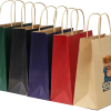 Custom Brand Logo Kraft Paper Bag Food White Kraft Carry Your Own Logo Pink Thank You To Go Paper Bag Kraft with Handle