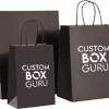 Custom printed biodegradable gift shopping bags with handle,packaging brown kraft paper bag