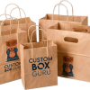 Custom printed your own logo for restaurant catering food takeaway togo packaging kraft brown paper bag with handles