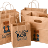 Custom printed your own logo for restaurant catering food takeaway togo packaging kraft brown paper bag with handles